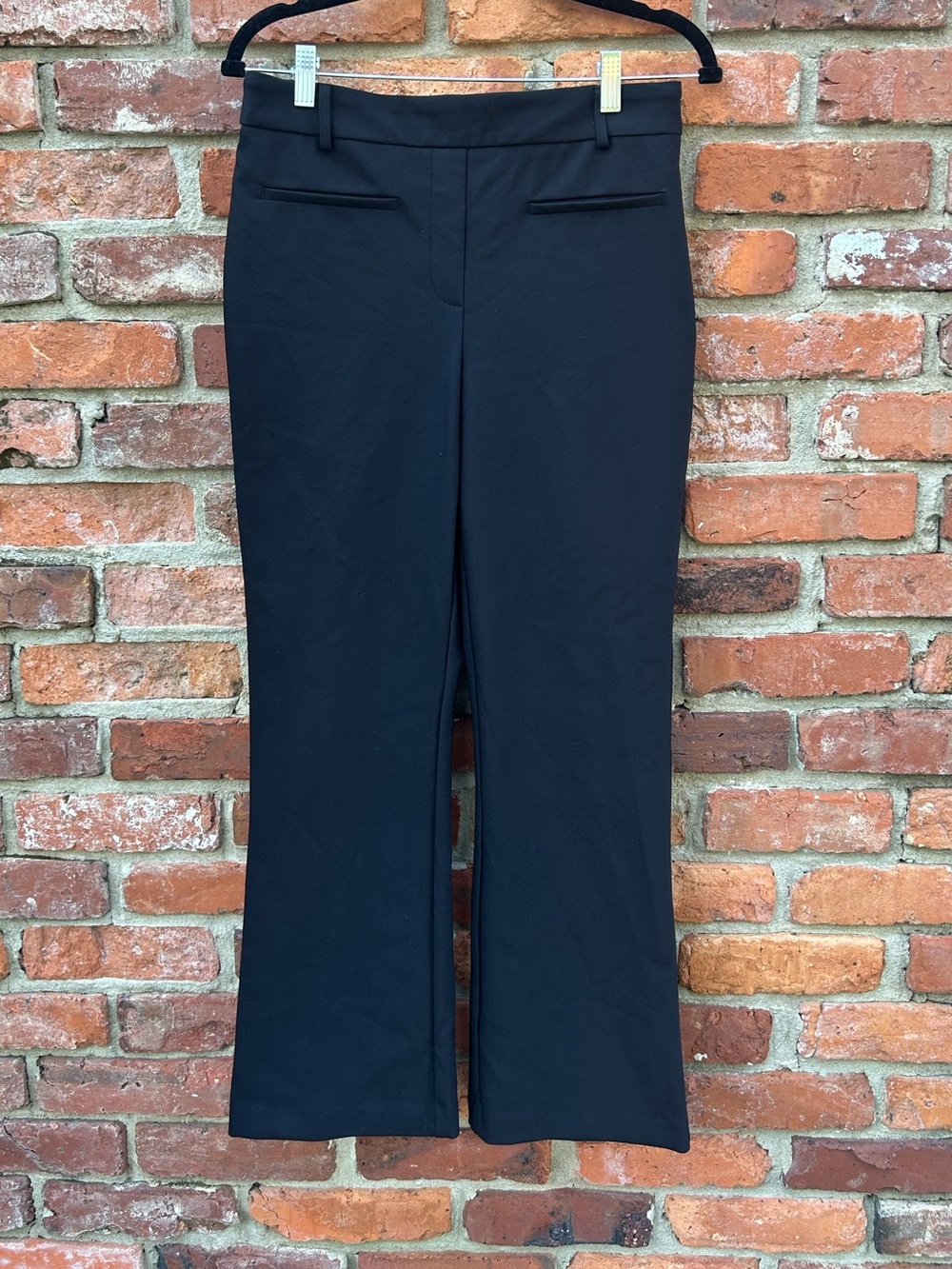 Rachel Zoe Women's Black Tailored Stretch Dress Pants Flared Leg Pull On Size 8